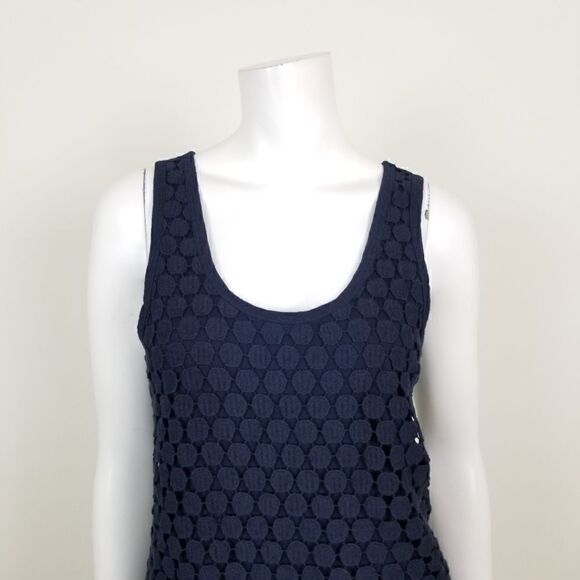 J. Crew Womens Size Small Navy Blue Tiered Dot Racerback Tank Top - Picture 3 of 8